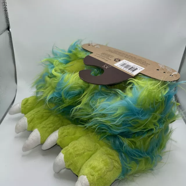 Lazy One Green Blue Monster Paw Claw Slippers Unisex XS