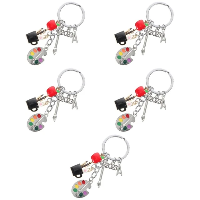 5x Grad Keyring Art Student Keychain Graduation Keyring Grad Theme Keychain