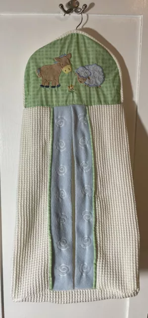 KidsLine Barn Yard Diaper Stacker Blue Green Off White w/Brown Horse Blue Sheep