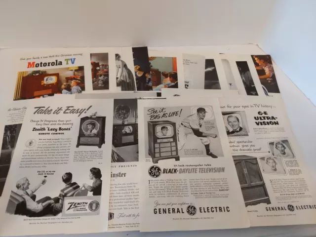 Lot 20+ Vintage Television TV Ads 1940s/50s Bing Crosby Bob Feller Remote Contrl