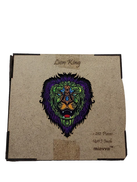 Wooden Jigsaw Puzzles- Lion King Puzzle Unique Shape Animal Wooden Puzzle, Be...
