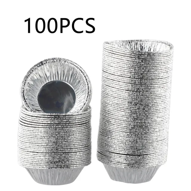 100PCS Redondo Desechable Papel de Aluminio Pastel Horneado Lata Sartenes Huevo