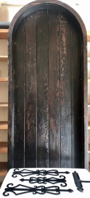 Rustic reclaimed lumber arched door solid wood storybook castle winery pre hung