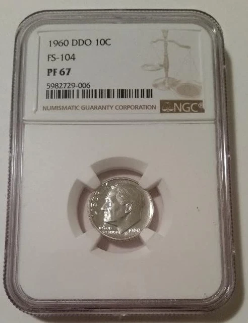 1960 Roosevelt Dime DDO Variety FS-104 Proof PF67 NGC
