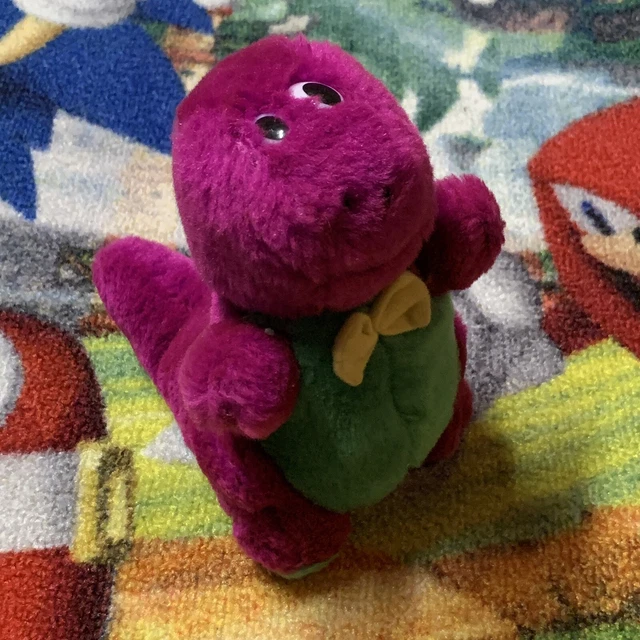 BARNEY PLUSH TOY Purple Dinosaur Vintage Bootleg KO 1990s Rare 7” Bow