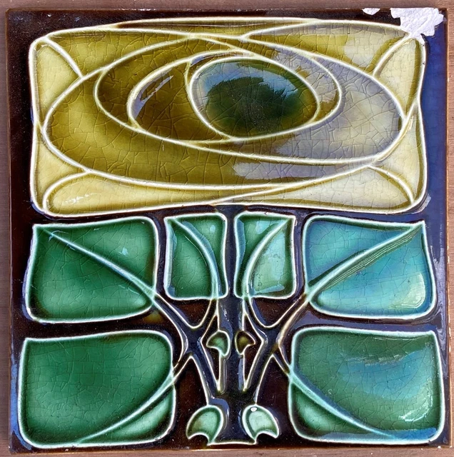 England - Antique Art Nouveau Majolica Tile C1900