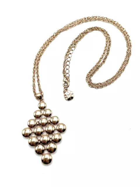 VTG Monet Bubble Diamond Pendant Necklace Gold Modernist Long Rope Tassel