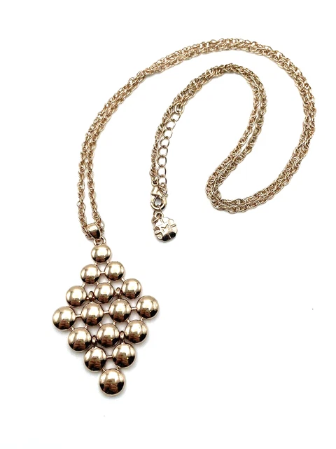 VTG Monet Bubble Diamond Pendant Necklace Gold Modernist Long Rope Tassel