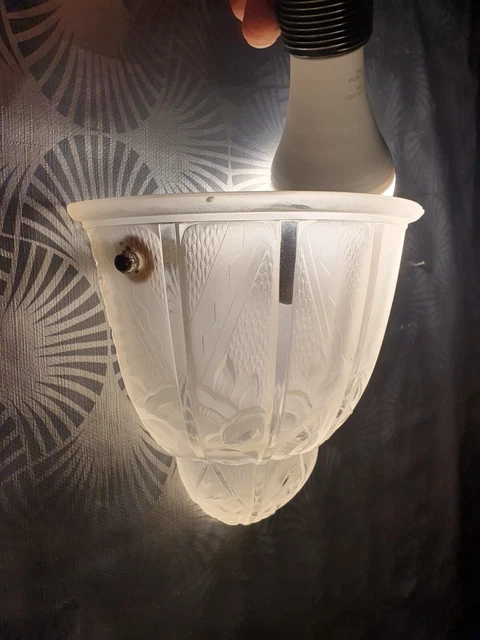ancienne applique murale lampe art déco HETTIER & VINCENT vasque en verre lustre 6