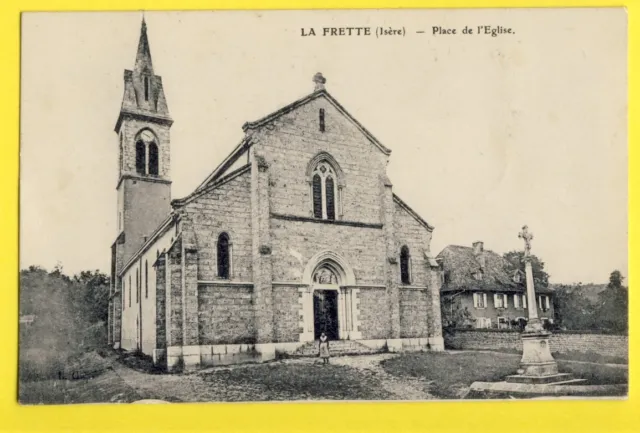 cpa written in 1908 FRANCE 38 - LA FRETTE (IsÃ ̈re) Place de l'ÃGLISE
