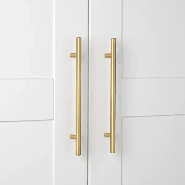 GlideRite 7 in. Satin Gold Solid Handle Bar Cabinet Drawer Pull 10 Pack