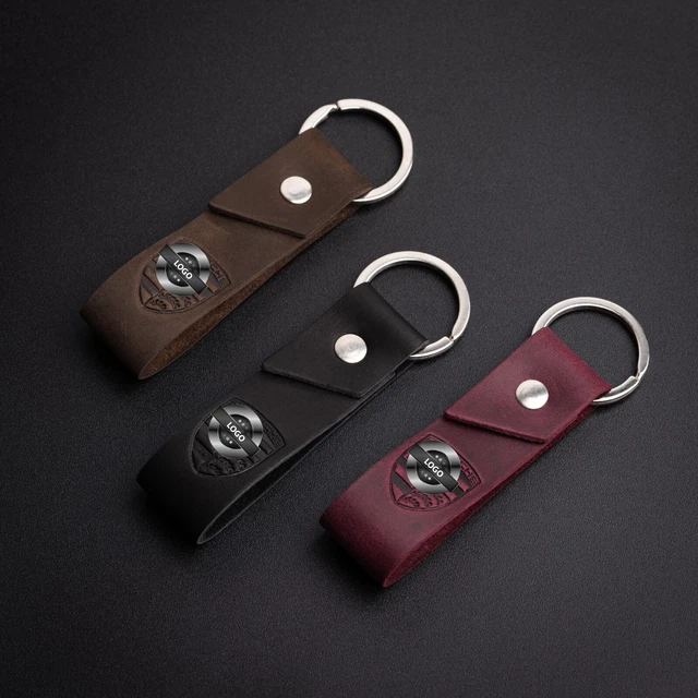 Handcrafted Keyring Car Accessories Porsche Style Keyring Crazy Horse Leather