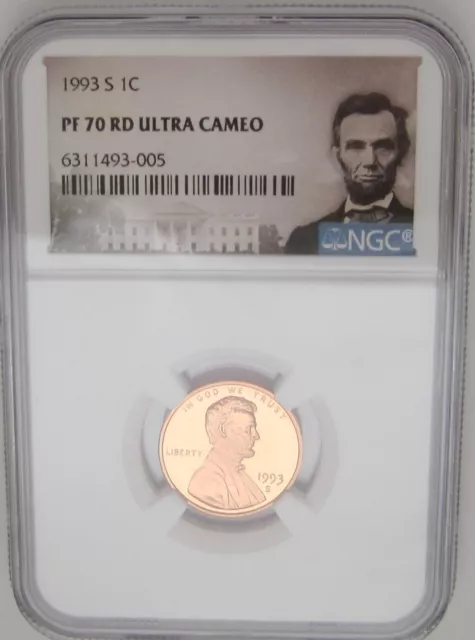 1993-S Lincoln Memorial Cent NGC PF70 RED ULTRA CAMEO -GRADED Gem PROOF &HOT RED