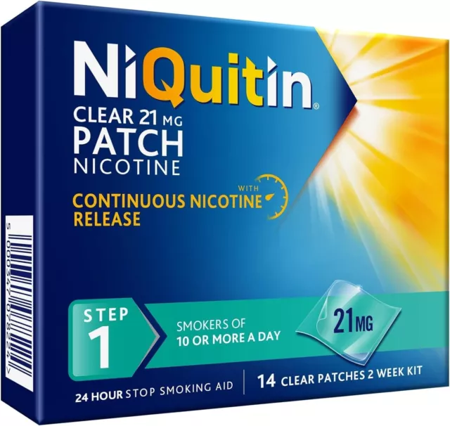 NiQuitin Clear Patch Step 1 21mg Stop Smoking Aid - 14 patches Nicotine