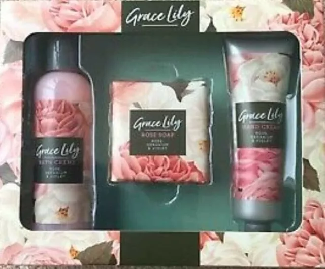 Grace Lily Trio Gift Set,Bath Cream-Hand Cream-Bath Soap NEW