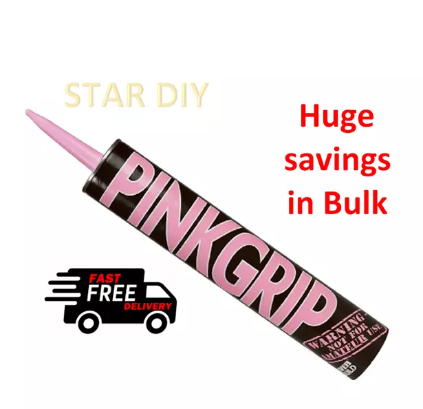 EVERBUILD PINKGRIP GRAB ADHESIVE 350ml TUBE GRIPFILL NO MORE NAILS BOND GLUE