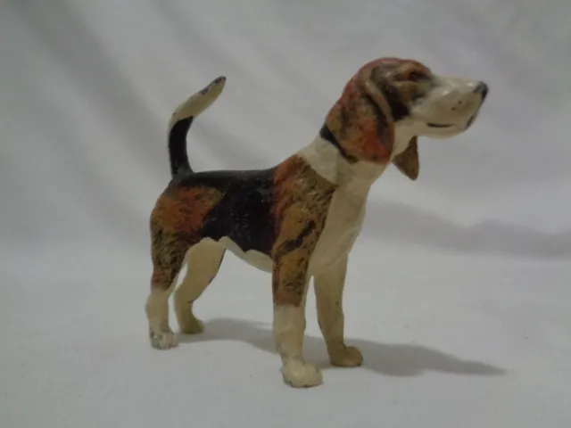 PreWar Austrian Cold-Painted Solid Lead Hound Dog Metal