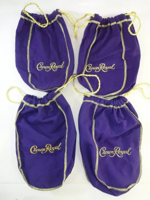 Lot of 4 Crown Royal 750ml /1 liter Purple Drawstring Bags 9" Medium Size