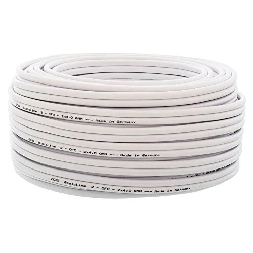 DCSk - 50m - 2 x 4mm² - Câble Audio Blanc pour Enceintes - Câble HP en Cuivre...