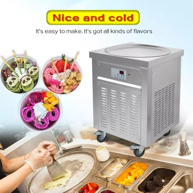 Kolice ETL Commercial ice cream roll machine, 22" (55cm ) Single Round ice pan