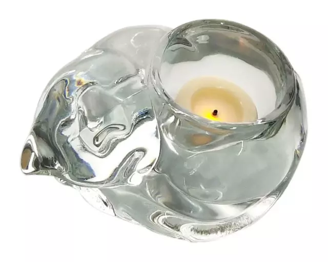 Indiana Glass Votive Candle Holder Sleeping Cat VTG Paperweight Home Décor