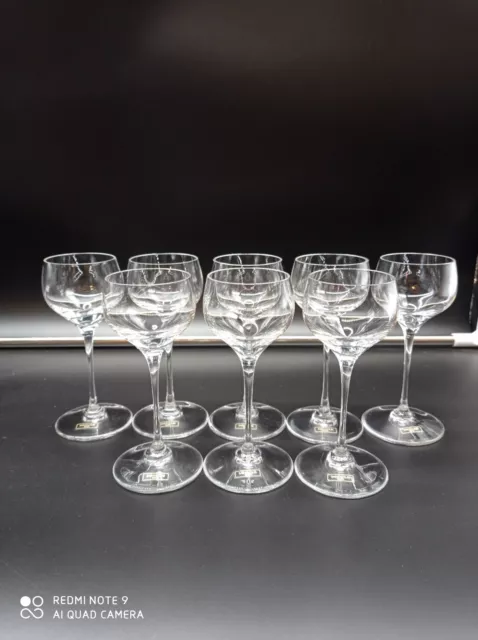 8 verres à vin blanc d'Alsace,liqueur,porto en cristal SAINT LOUIS modèle AURORE