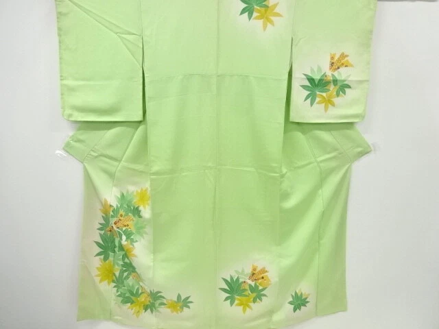 6507502: Japanese Kimono / Vintage Homongi / Embroidery / Noshi With Plants