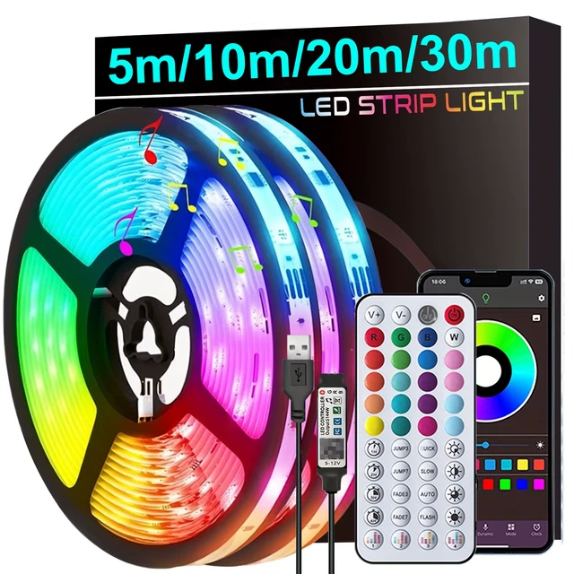 Music Video Led Light LED STRIP LIGHTS Music Sync RGB Colour Changing Lights with App Control ...