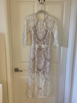 For Love & Lemons BACKLESS San Marcos Lace Midi Dress White Bridal Boho Medium