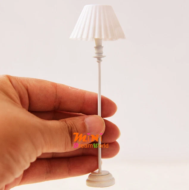 1:12 Dollhouse Miniature White Metal LED Floor Lamp Furniture Accessories