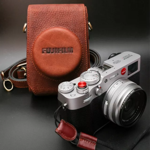 Genuine Leather Brown Camera Case Cover Bag Full Body Fit For Fujifilm X-100V