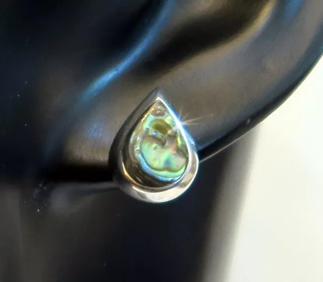 925 ECHT SILBER _ Seeopal Abalone  Paua Muschel Ohrstecker Ohrringe Tropfen 13mm