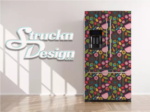 Tear Flower Floral Pattern Colorful Fridge Freezer Wrap Side Door Vinyl Decal