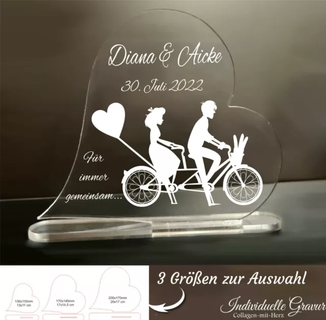 Valentinstag Geschenk Acryl Herz Aufsteller mit Wunschgravur Liebe Hochzeit