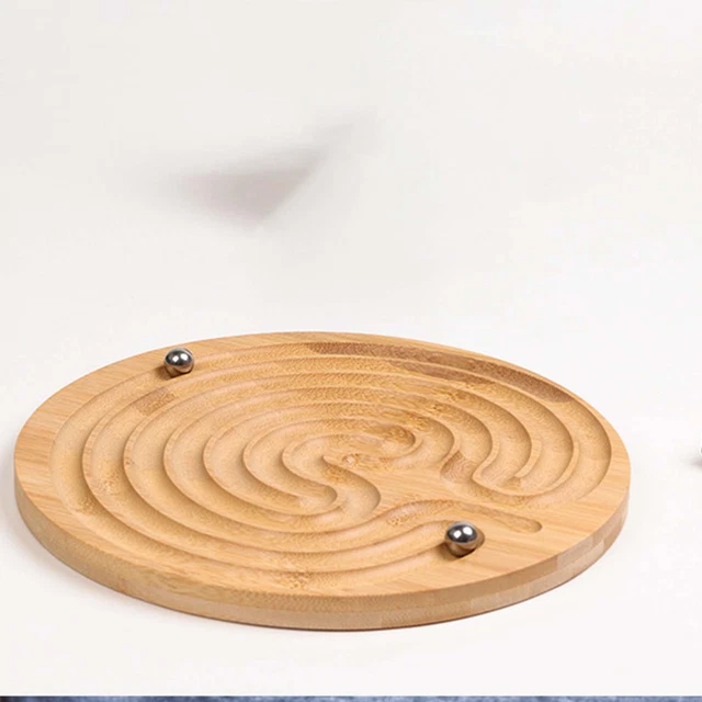 CPSYTE Labyrinthe En Bois Rond - Jeu Éducatif Bambou, Concentration & Patience, Dès 3 Ans & Adultes