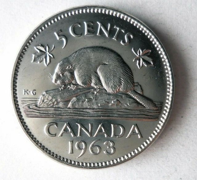 1963 CANADA 5 CENTS - Excellent Collectible Coin - FREE SHIP - Bin #154