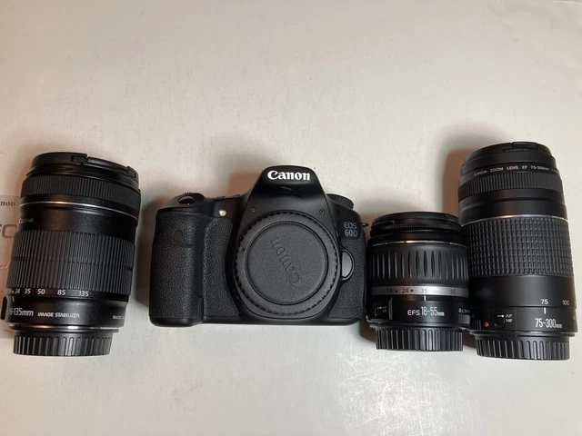 Canon EOS 60D 154 Shutter Count! Digital SLR Camera X3 Lenses Bundle Near Mint