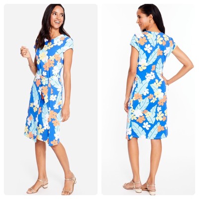 J. Mclaughlin Havana Confetti Bouquet Wrap Sheath Dress Blue Women's Size Small