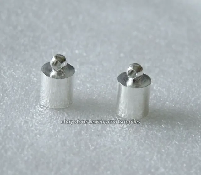 10pcs Kumihimo Glue In End Caps for Jewelry Making Fit 6mm Cord Tips Silver PL