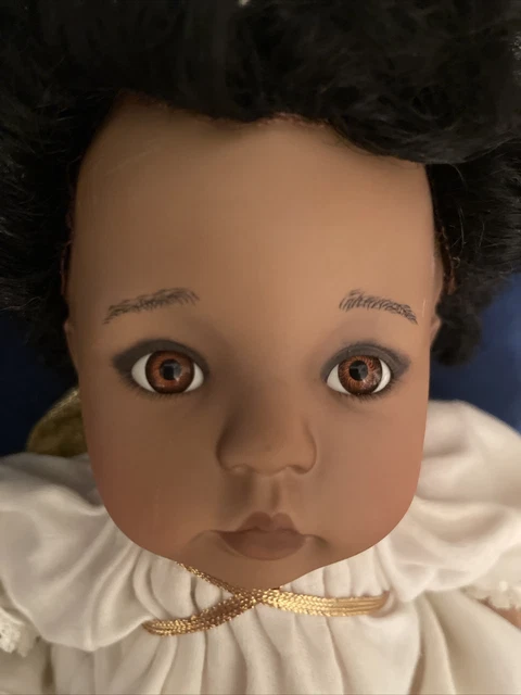 Doll Porcelain Dianna Effner Little Darling Black American Christmas Angel 12"