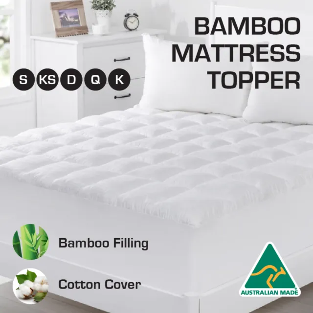 Aus Made Luxury 1000GSM All Size Bamboo  Pillowtop Mattress Topper/Protector