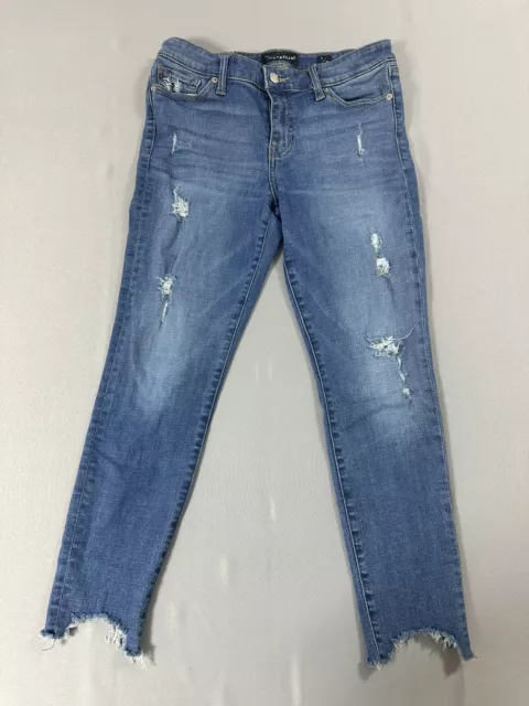 Lucky Brand Ava Skinny Jeans Women's Size 6 28 Mid Rise Distressed Frayed Hem