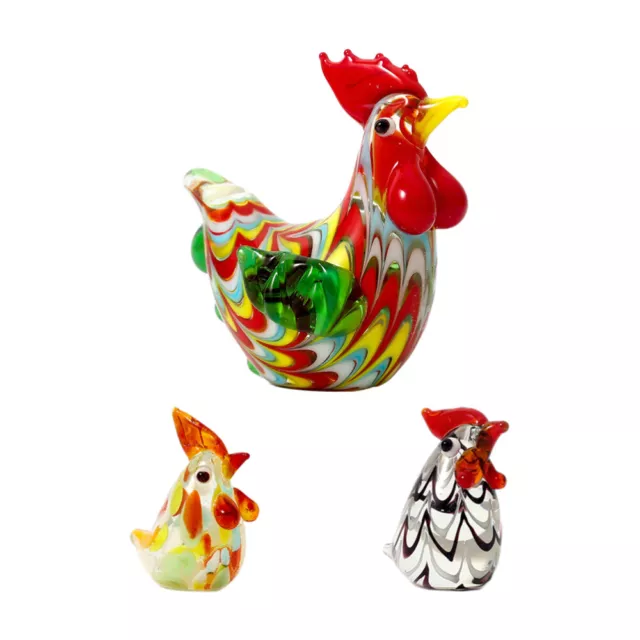 3 Pcs Glass Craft Rustic Decorations Mini Figurines Party Prop Animal