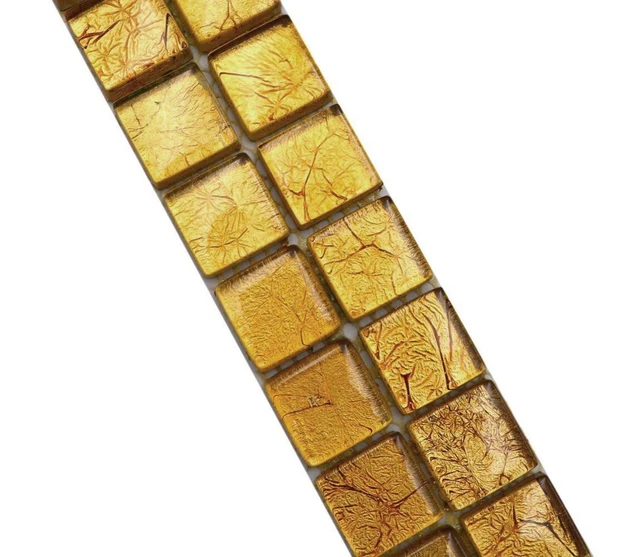 Wandbordüre Mosaik Borde Bordüre Glasmosaik Gold Struktur WB120BOR-0782