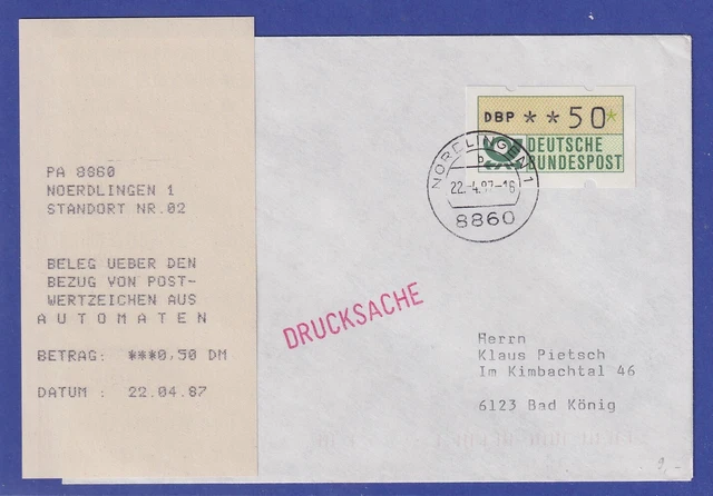 ATM Inbetriebnahme-FDC MWZD der 3. Gen. mit Quittung Nördlingen  22.04.87