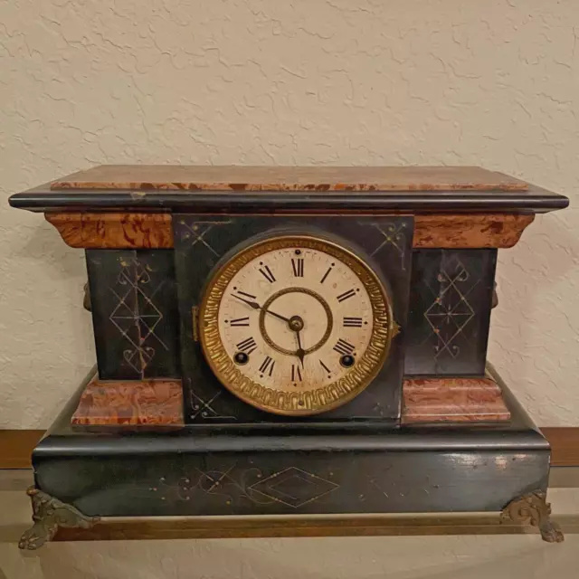 Antique Seth Thomas Mantel Clock, Desk Clock, Marble Table Clock, with turn key.