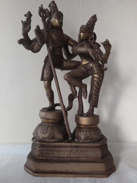 ANTIQUE ASIA INDIAN Hindu Shrine Deity God Brass Statue Figures Rathi ...