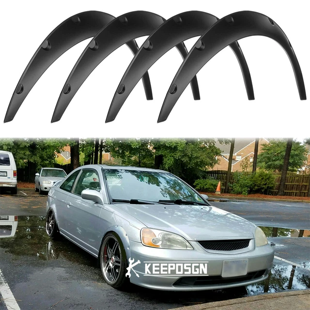 4.5& FENDER FLARES Extra Wide Body Kit Wheel Arches Black For Honda