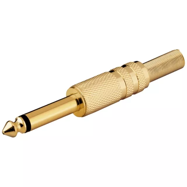 Klinken-Stecker 6,3mm Mono vergoldet mit Knickschutz