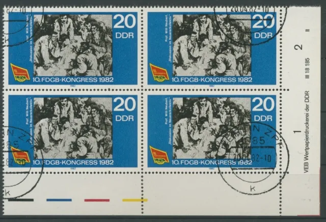 DDR 1982 FDGB mit Plattenfehler 2700 f 25 + DV gestempelt (R3873)